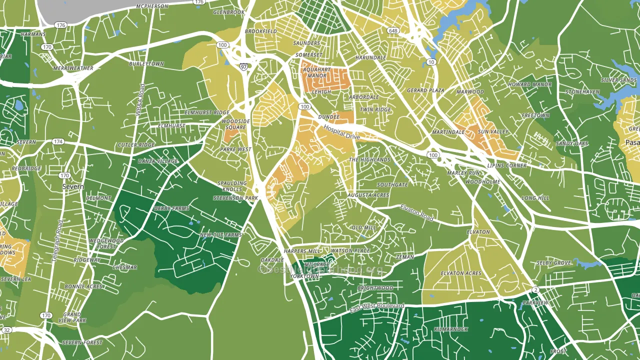 South Gate, Glen Burnie, MD block-group voter-turnout map