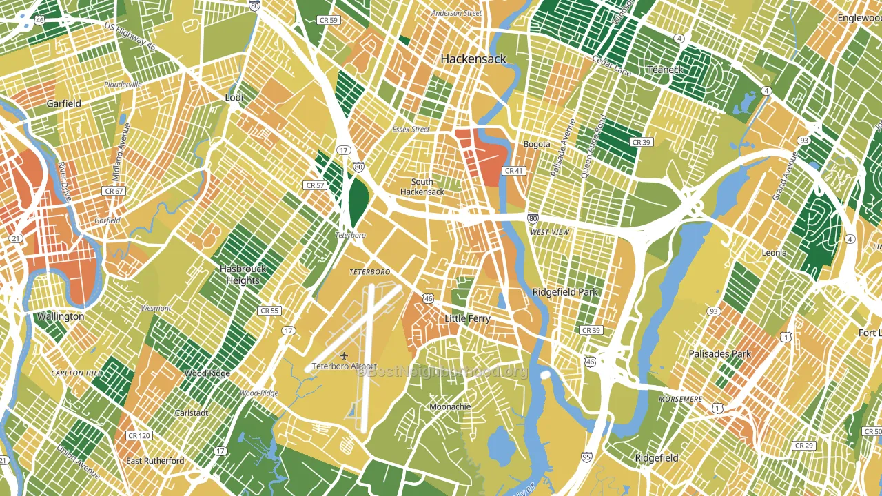 South Hackensack, NJ block-group voter-turnout map