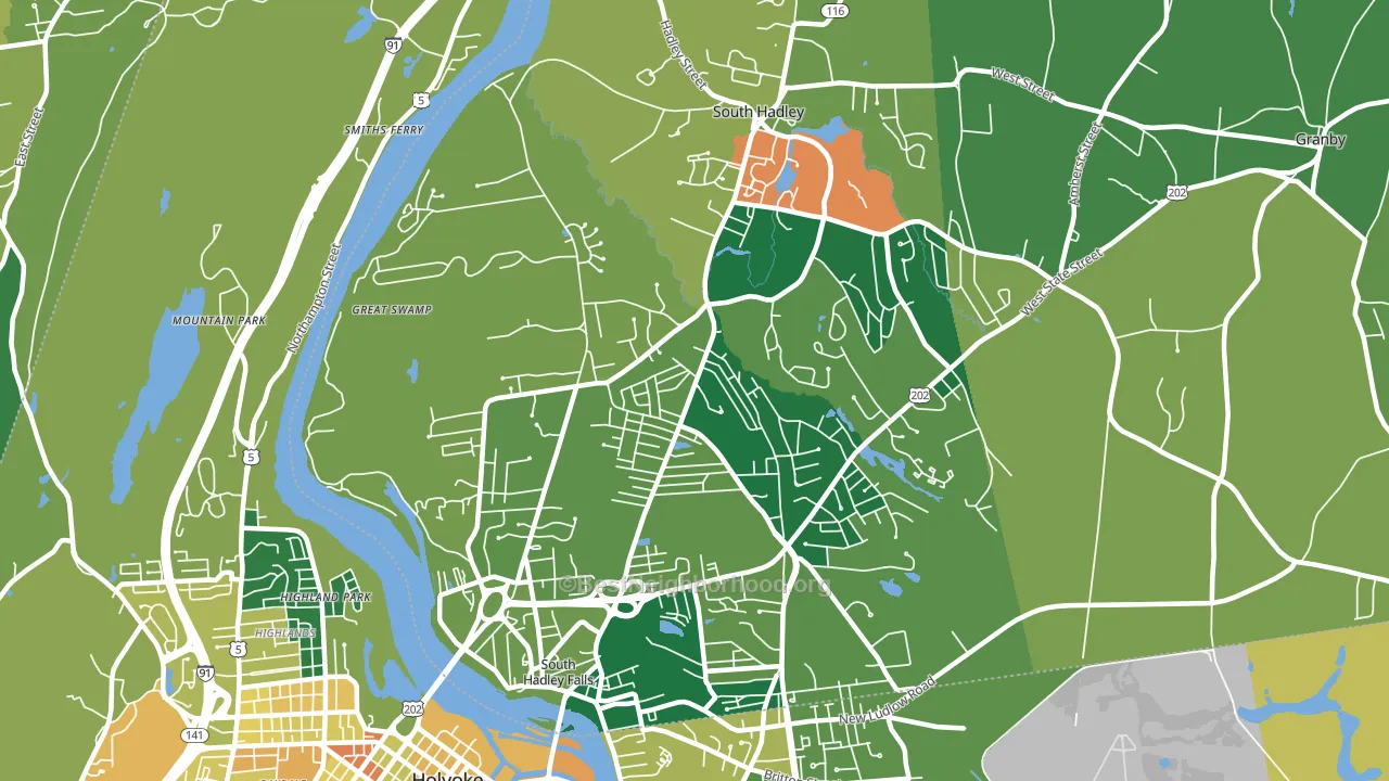 South Hadley, MA block-group voter-turnout map