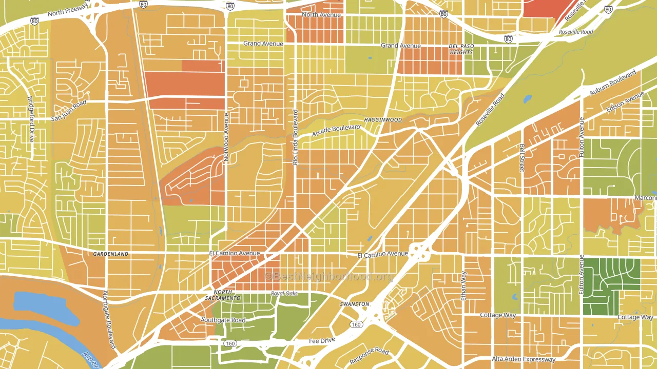 South Hagginwood, Sacramento, CA block-group voter-turnout map