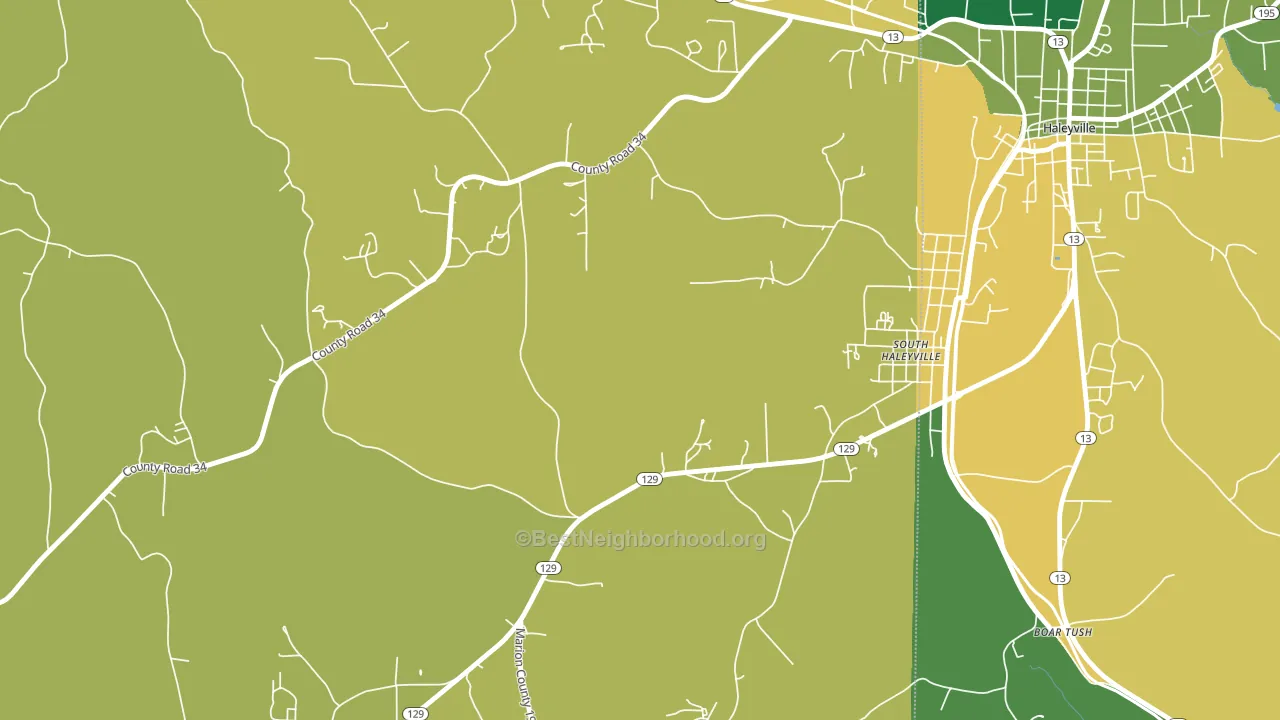South Haleyville, AL block-group voter-turnout map