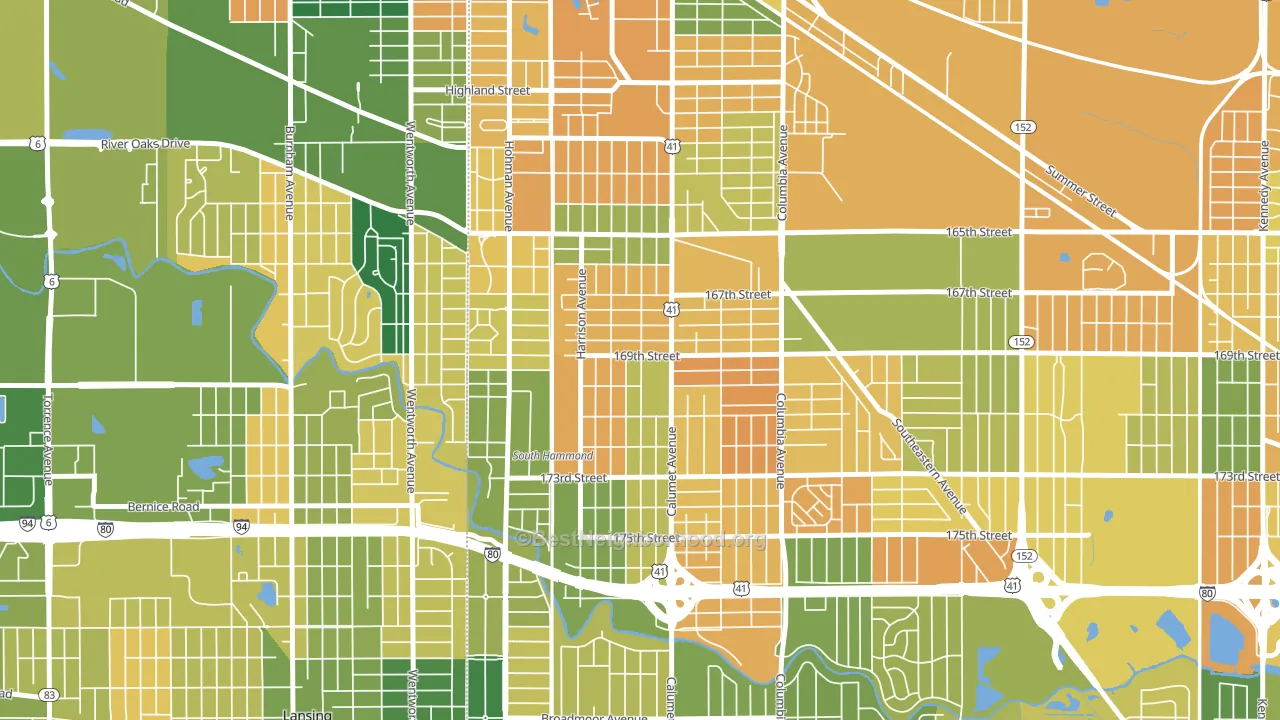South Hammond, Hammond, IN block-group voter-turnout map