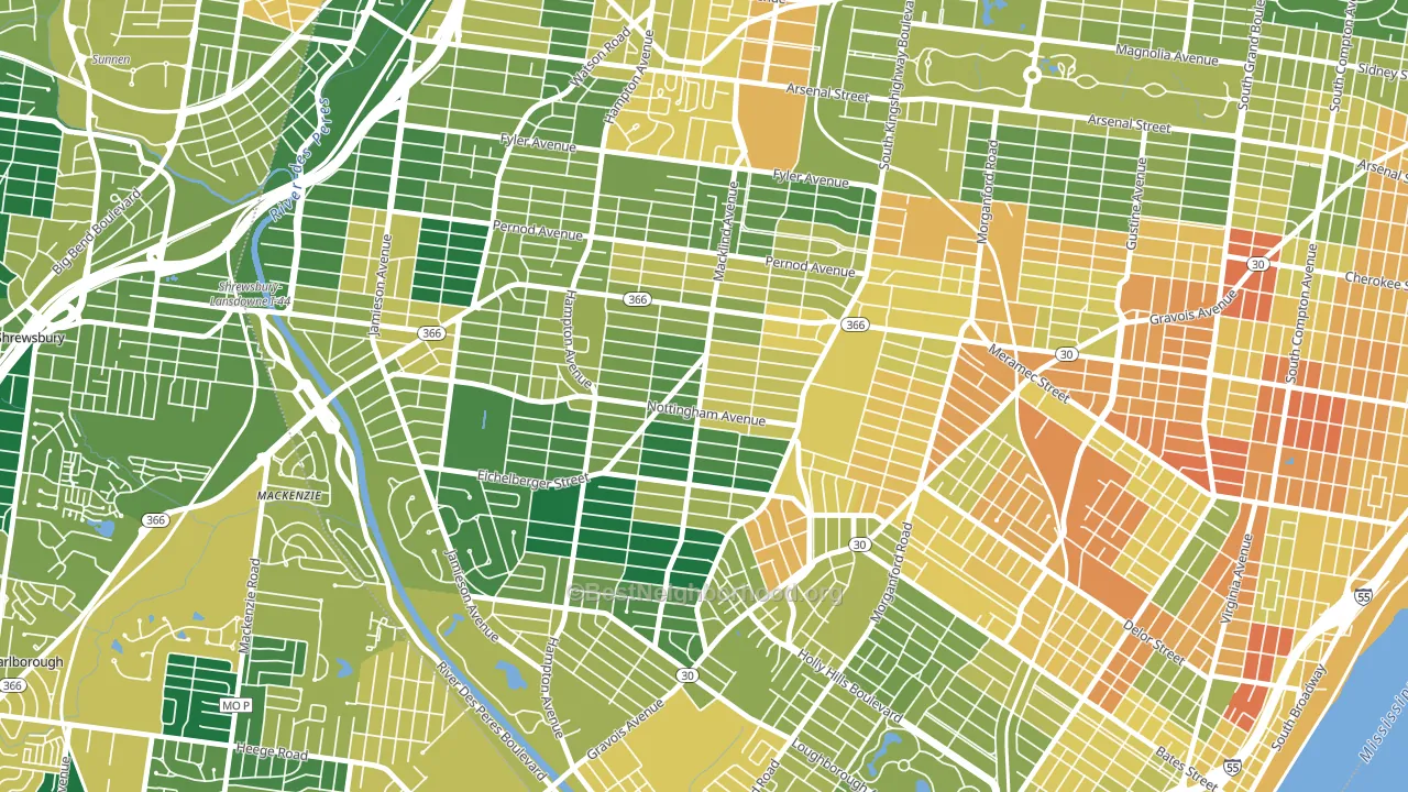 South Hampton, St. Louis, MO block-group voter-turnout map