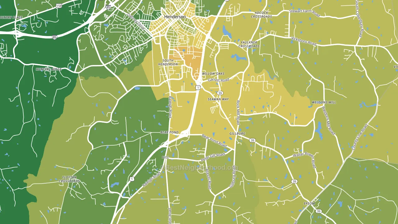 South Henderson, NC block-group voter-turnout map