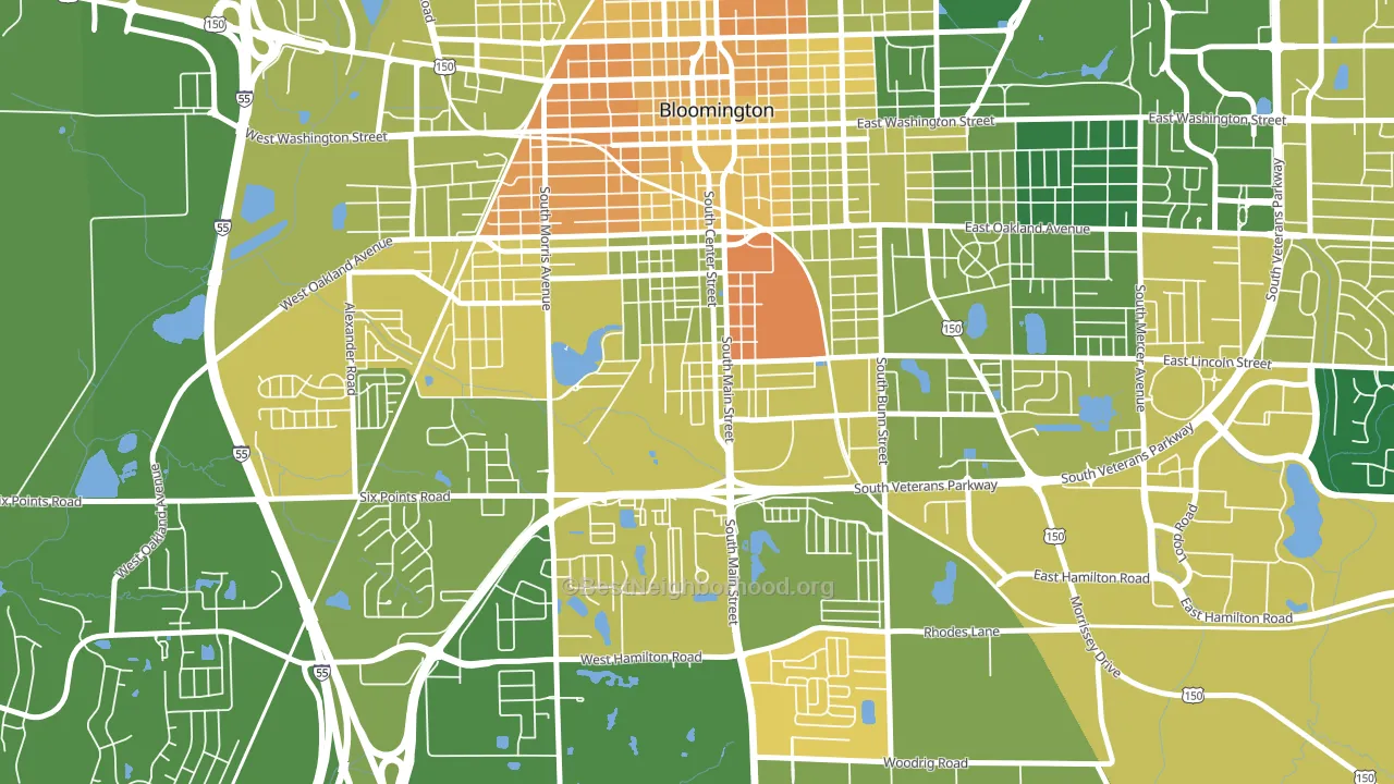 South Hill, Bloomington, IL block-group voter-turnout map