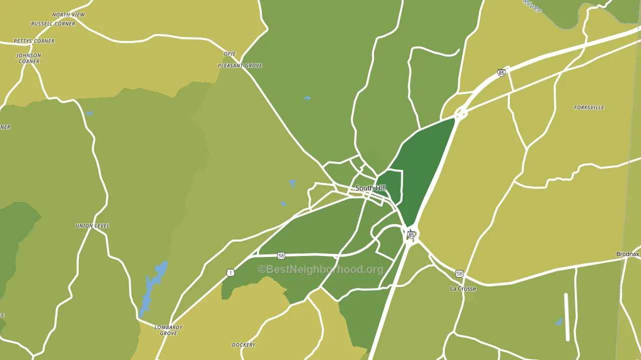 South Hill, VA block-group voter-turnout map