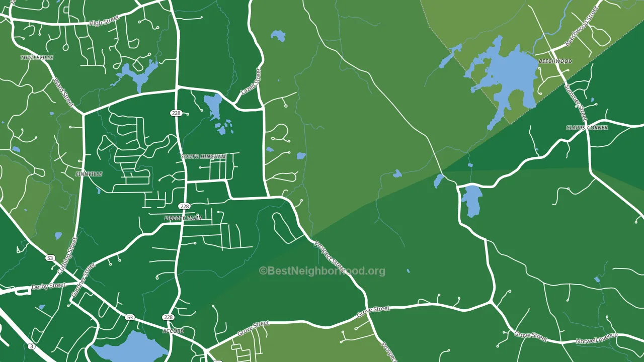 South Hingham, MA block-group voter-turnout map