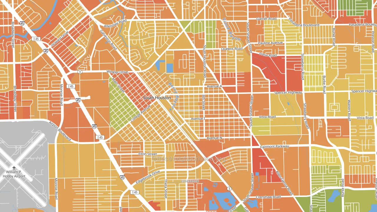 South Houston, TX block-group voter-turnout map