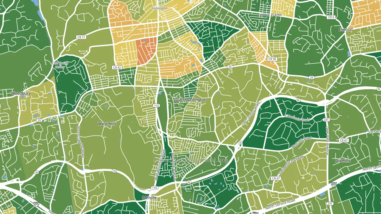 South Huntington, NY block-group voter-turnout map