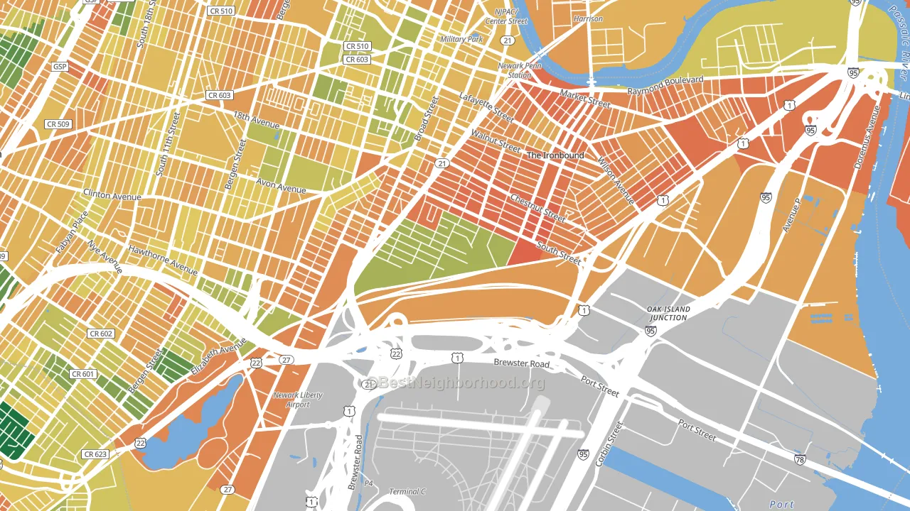 South Ironbound, Newark, NJ block-group voter-turnout map