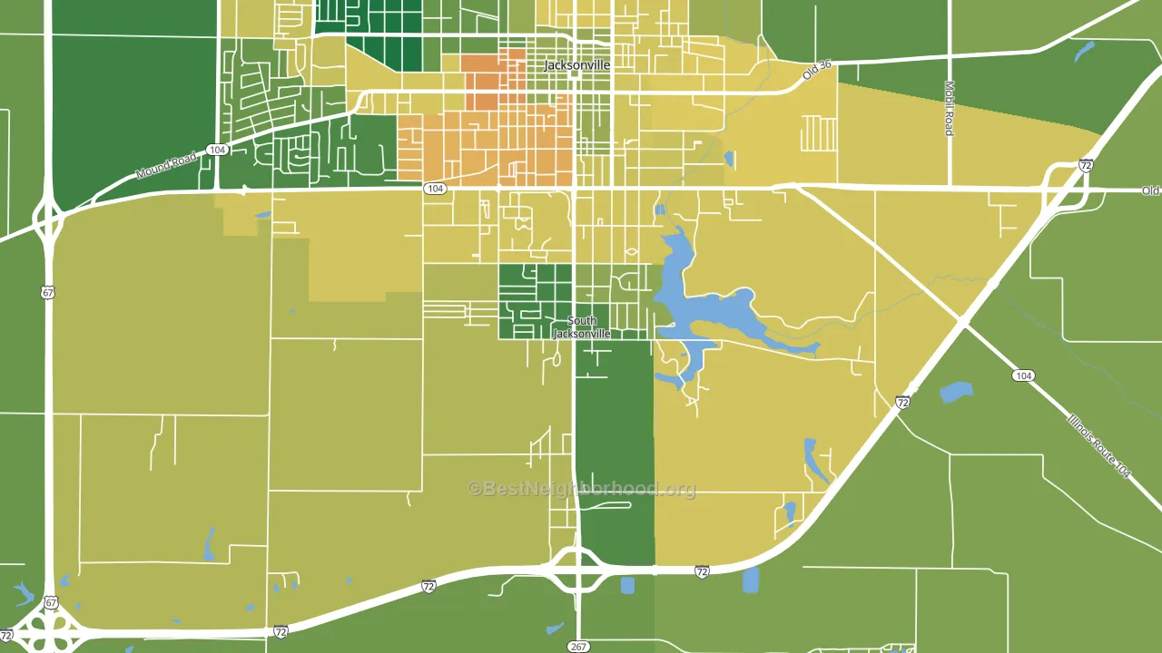 South Jacksonville, IL block-group voter-turnout map
