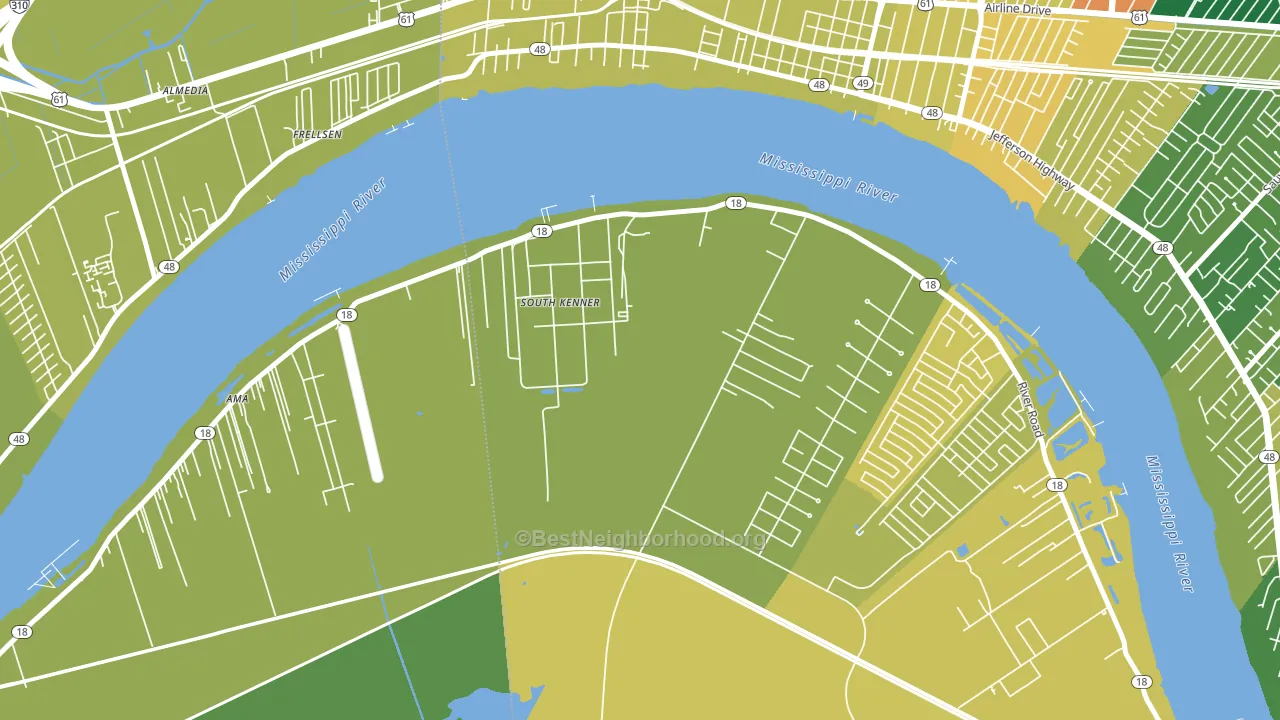 South Kenner, LA block-group voter-turnout map