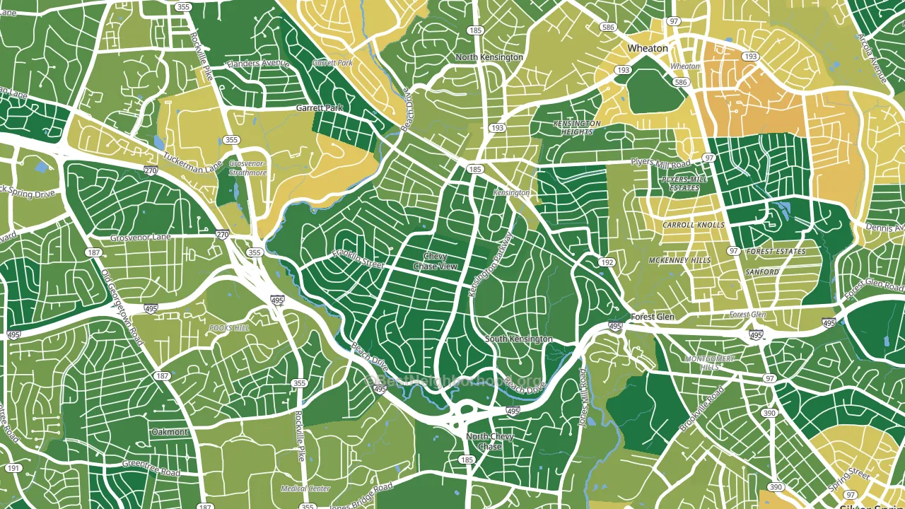 South Kensington, MD block-group voter-turnout map