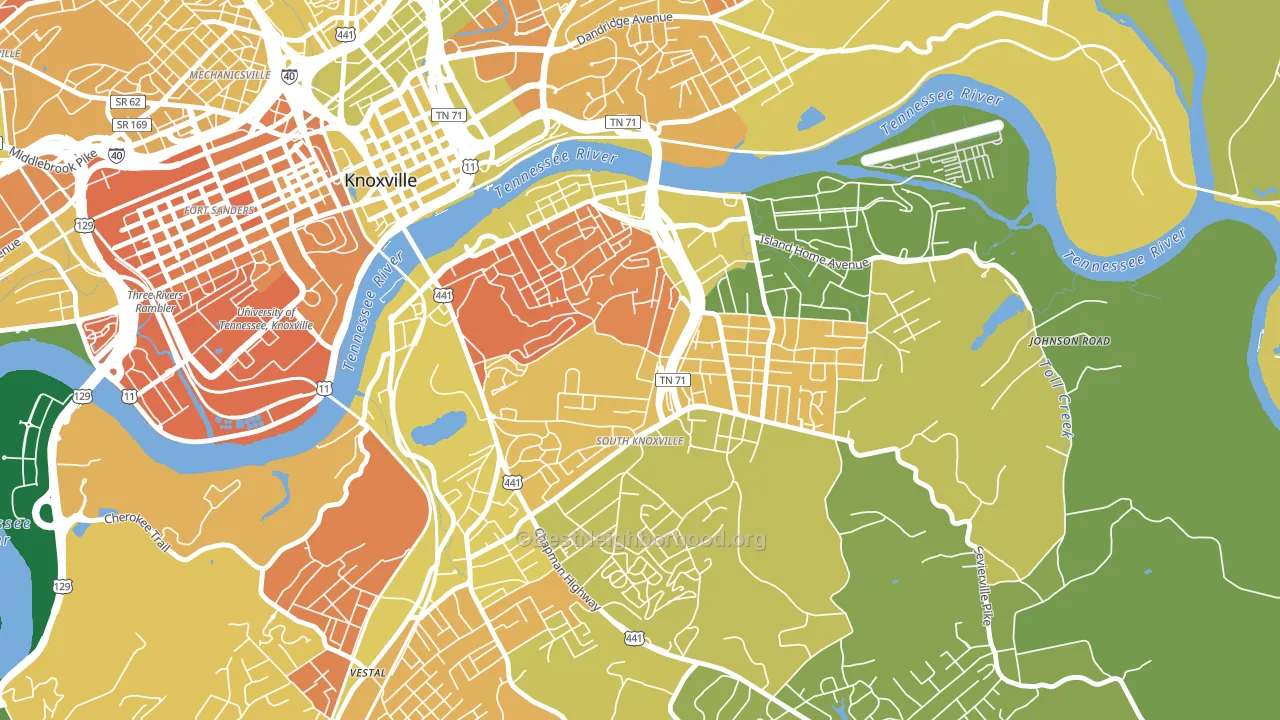 South Knoxville, Knoxville, TN block-group voter-turnout map