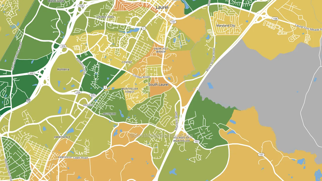 South Laurel, MD block-group voter-turnout map