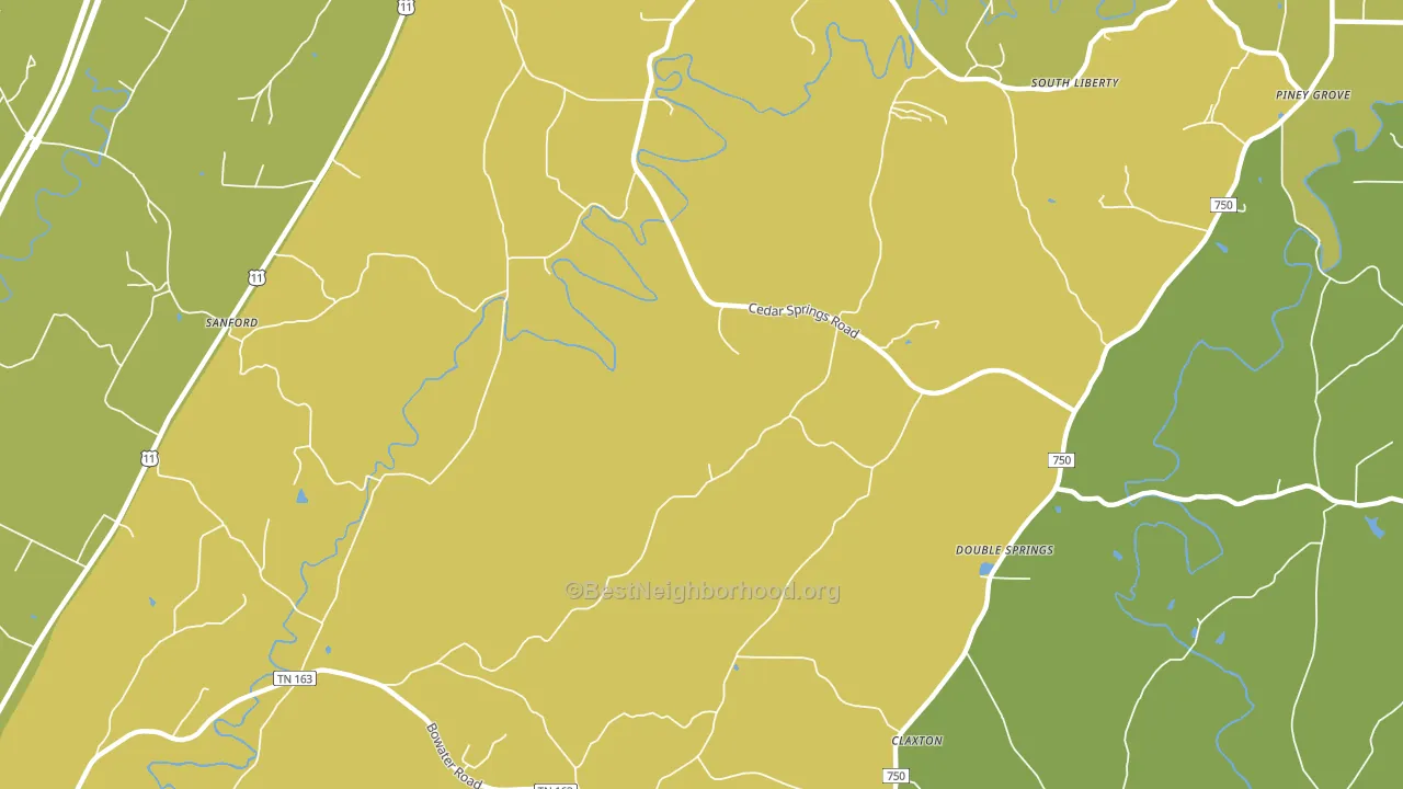 South Liberty, TN block-group voter-turnout map