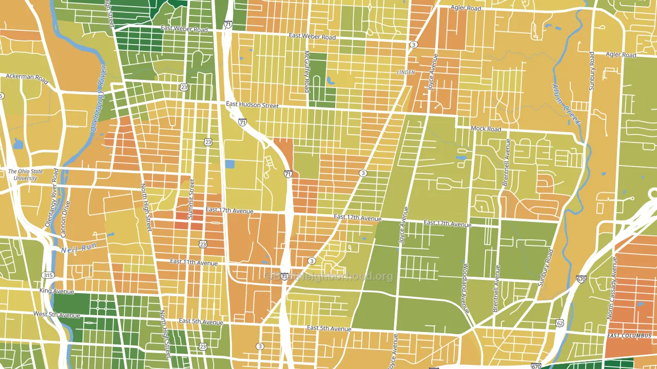 South Linden, Columbus, OH block-group voter-turnout map