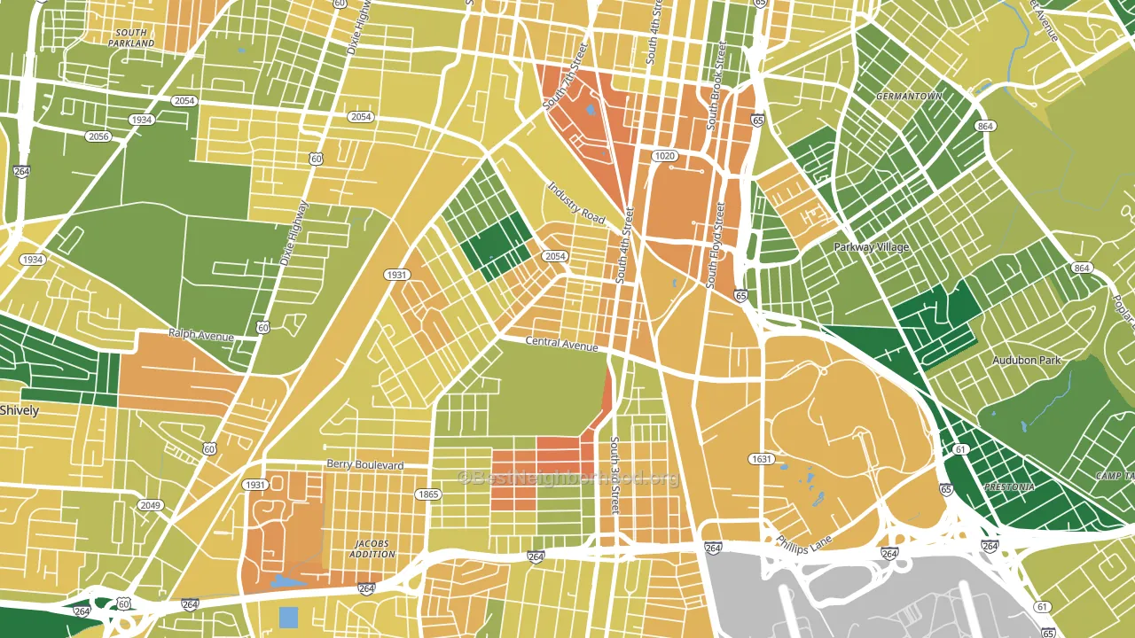 South Louisville, Louisville, KY block-group voter-turnout map