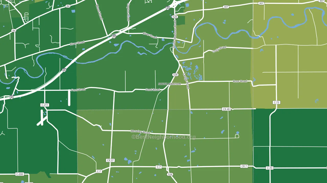 South Madison, OH block-group voter-turnout map