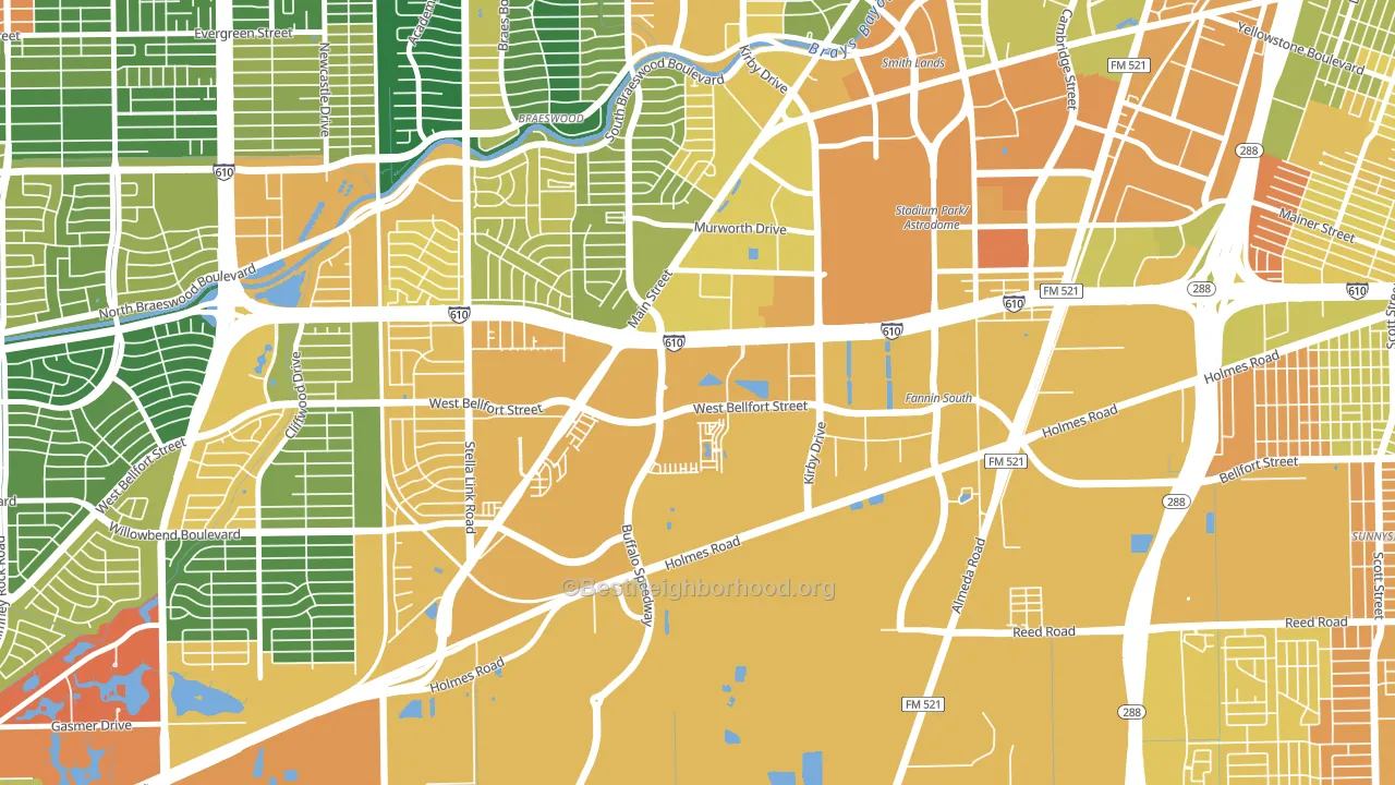 South Main, Houston, TX block-group voter-turnout map