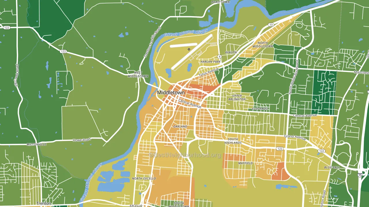 South Main Street Historic District, Middletown, OH block-group voter-turnout map