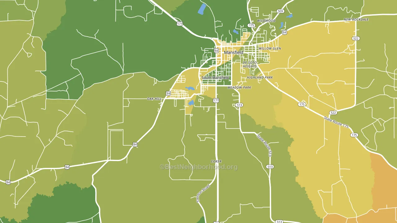South Mansfield, LA block-group voter-turnout map