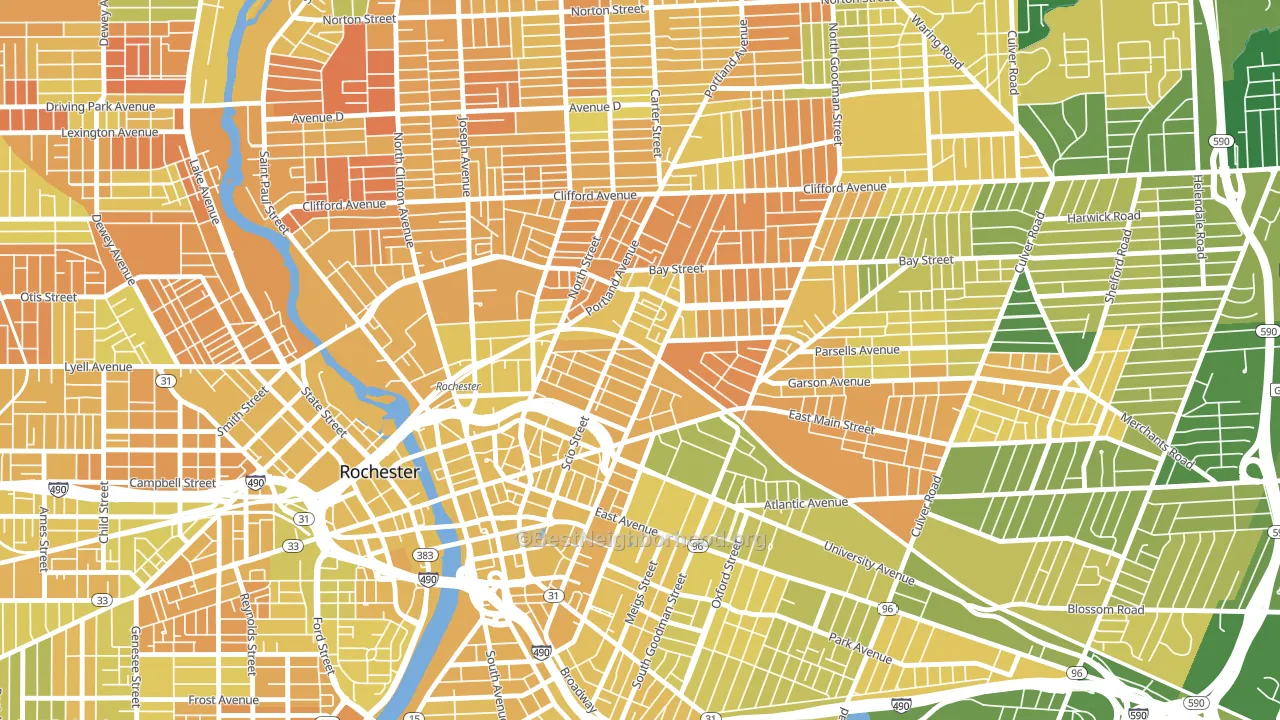 South Marketview Heights, Rochester, NY block-group voter-turnout map