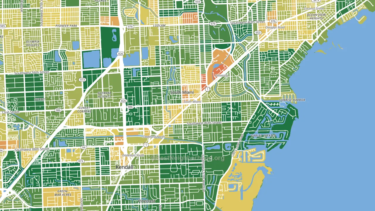 South Miami, FL block-group voter-turnout map