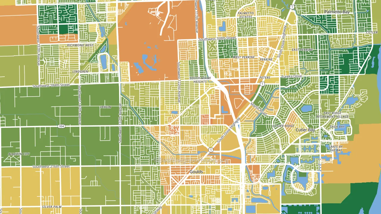 South Miami Heights, FL block-group voter-turnout map
