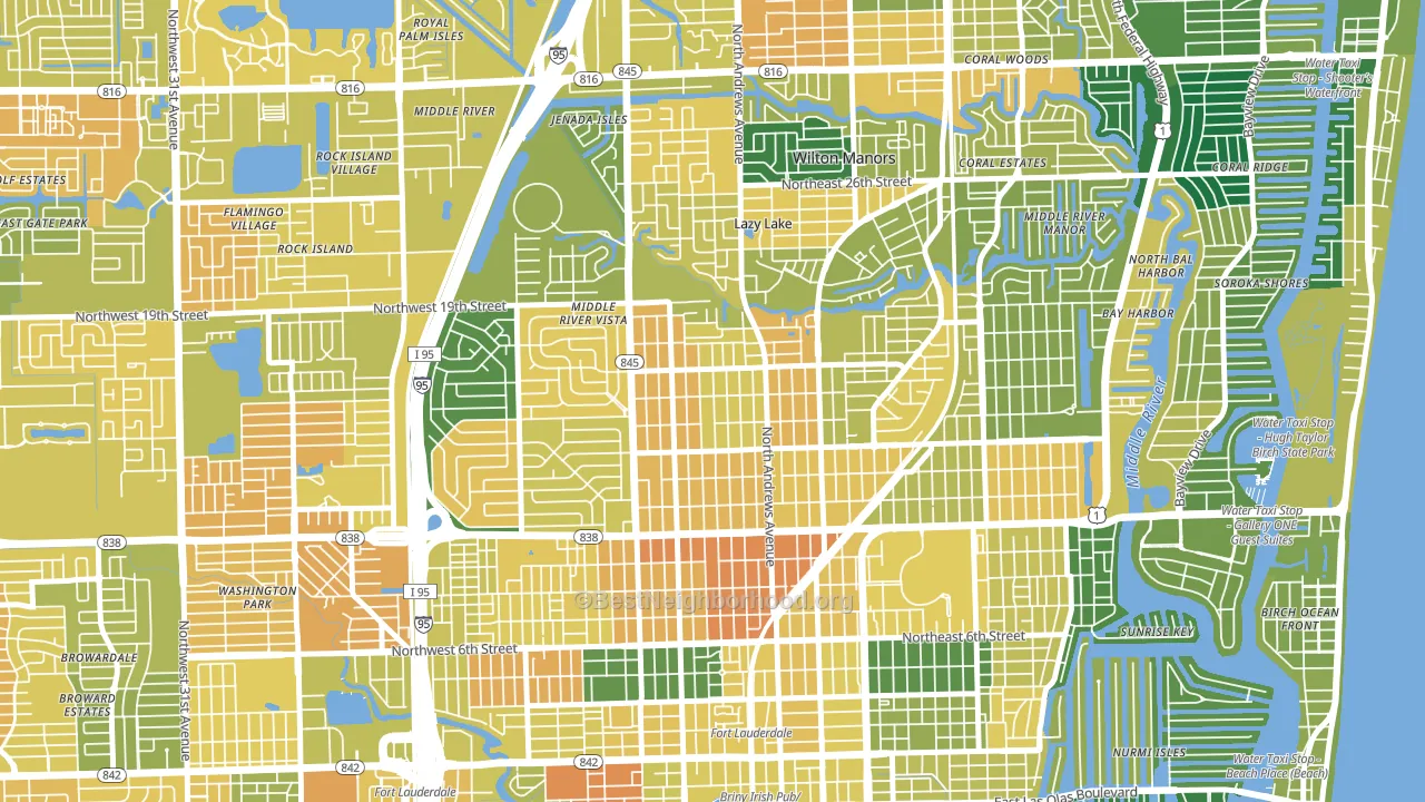 South Middle River, Fort Lauderdale, FL block-group voter-turnout map