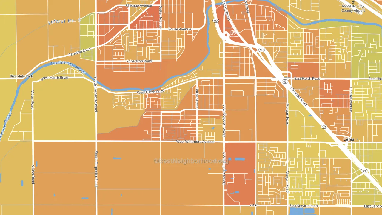 South Modesto Acres, Modesto, CA block-group voter-turnout map