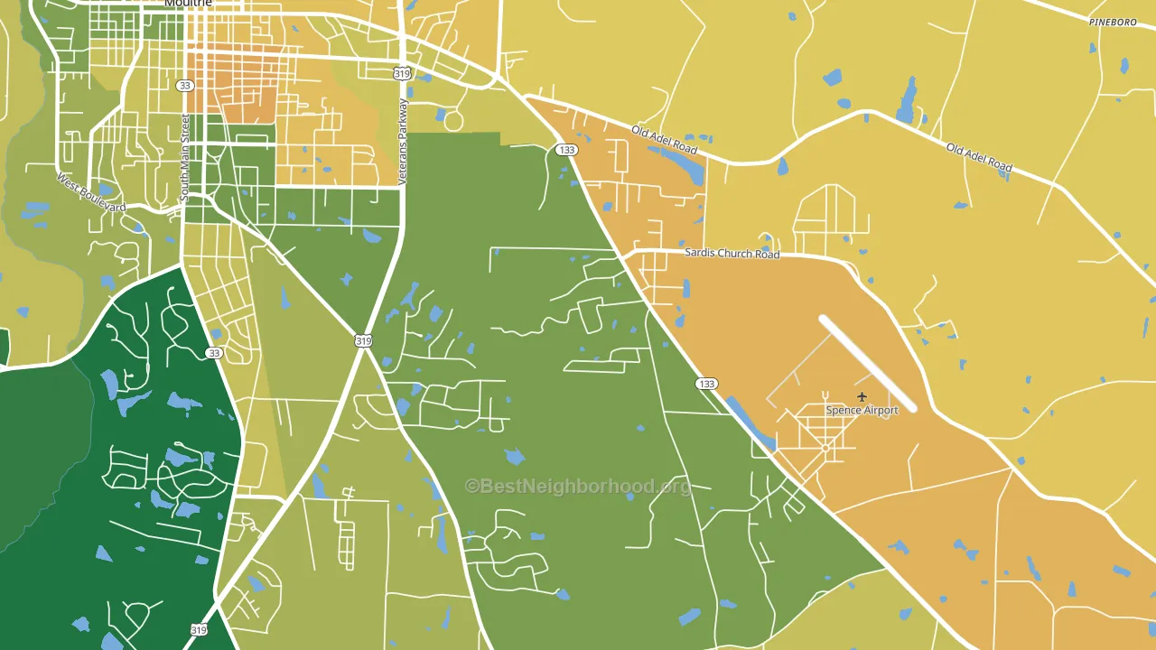 South Moultrie, GA block-group voter-turnout map