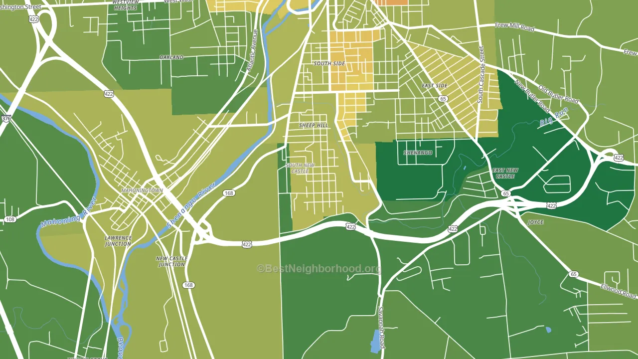 South New Castle, PA block-group voter-turnout map