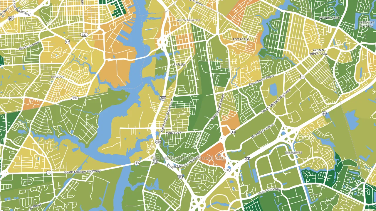 South Norfolk, Chesapeake, VA block-group voter-turnout map