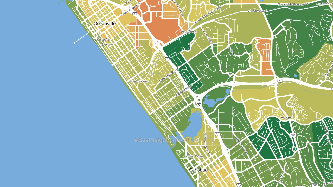 South Oceanside, Oceanside, CA block-group voter-turnout map