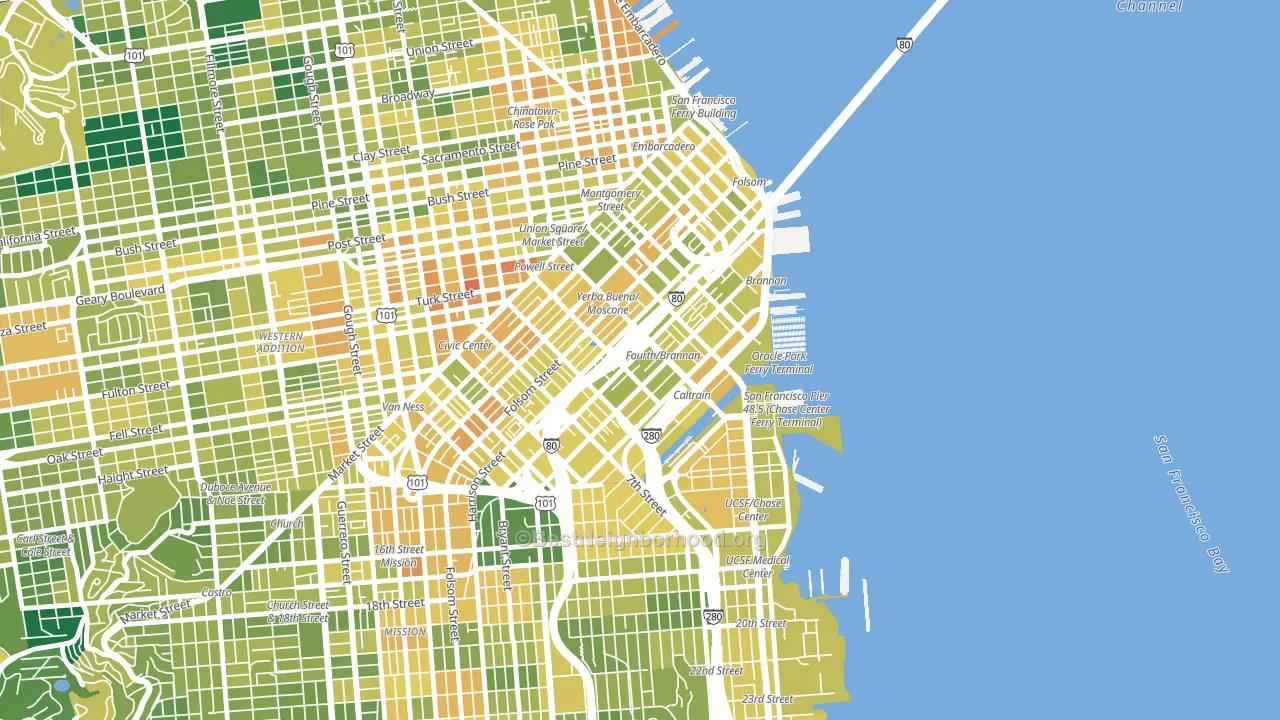 South of Market, San Francisco, CA block-group voter-turnout map