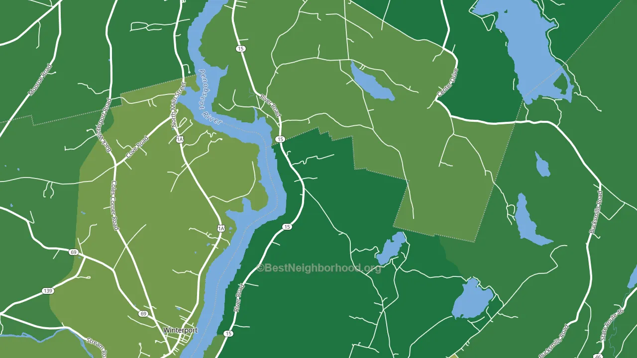 South Orrington, ME block-group voter-turnout map