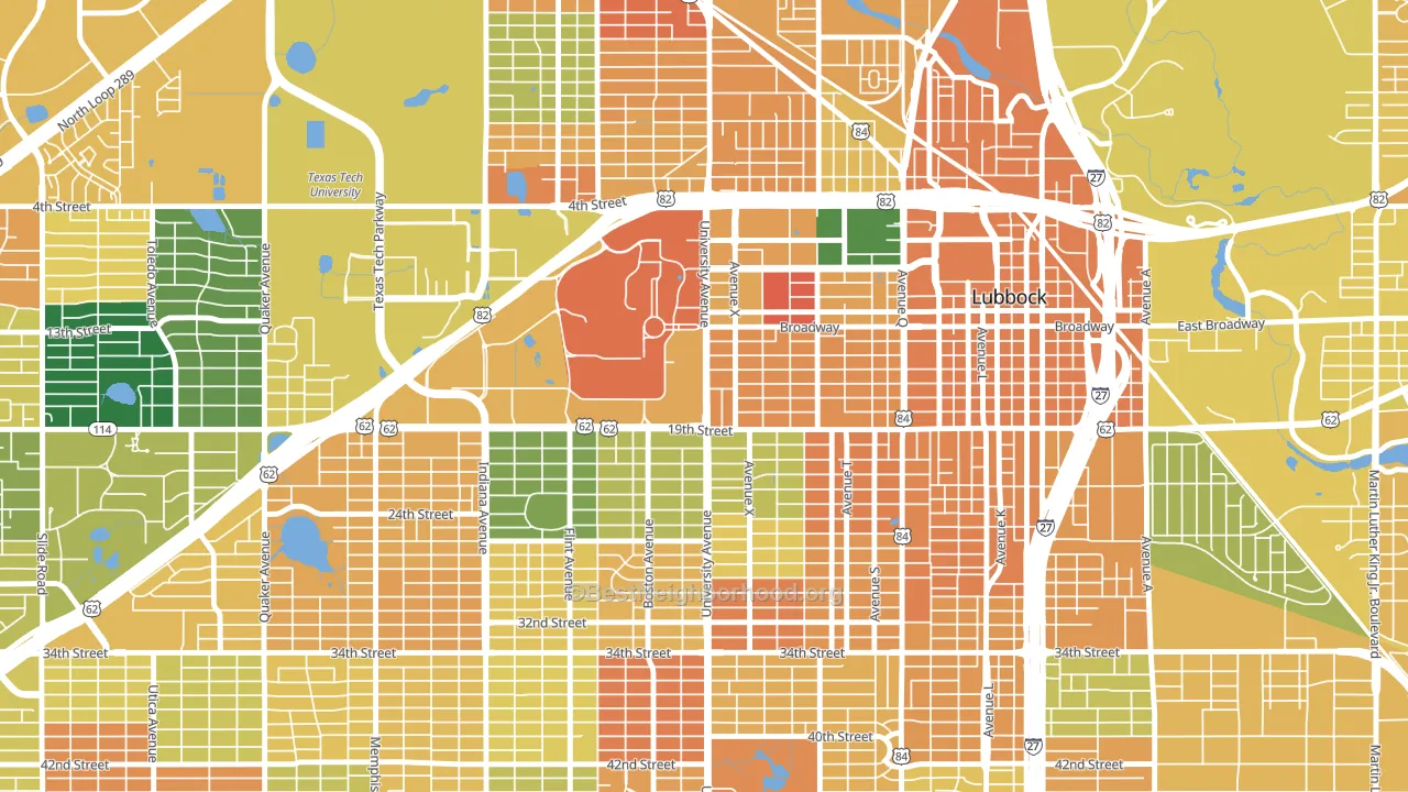 South Overton, Lubbock, TX block-group voter-turnout map