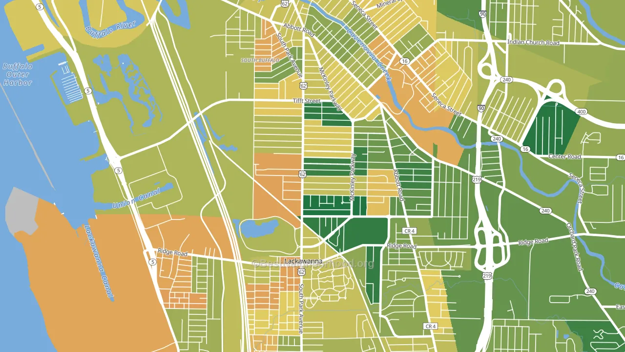 South Park, Buffalo, NY block-group voter-turnout map