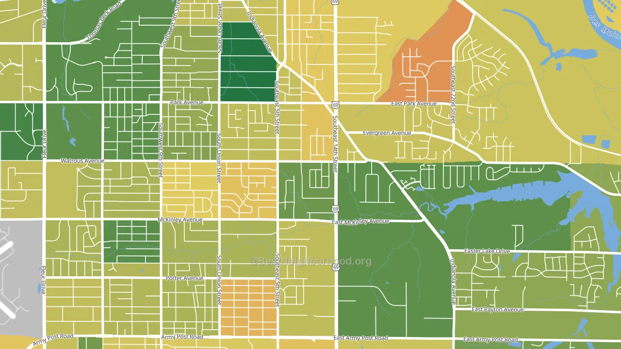 South Park, Des Moines, IA block-group voter-turnout map