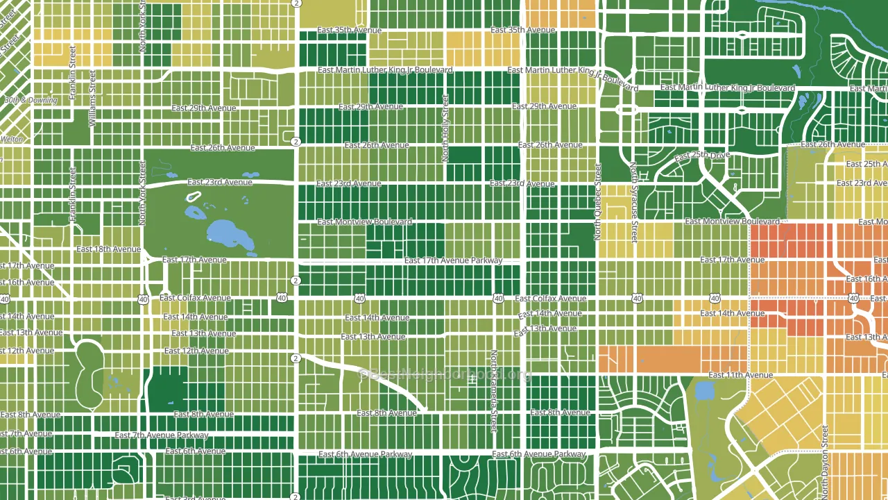 South Park Hill, Denver, CO block-group voter-turnout map