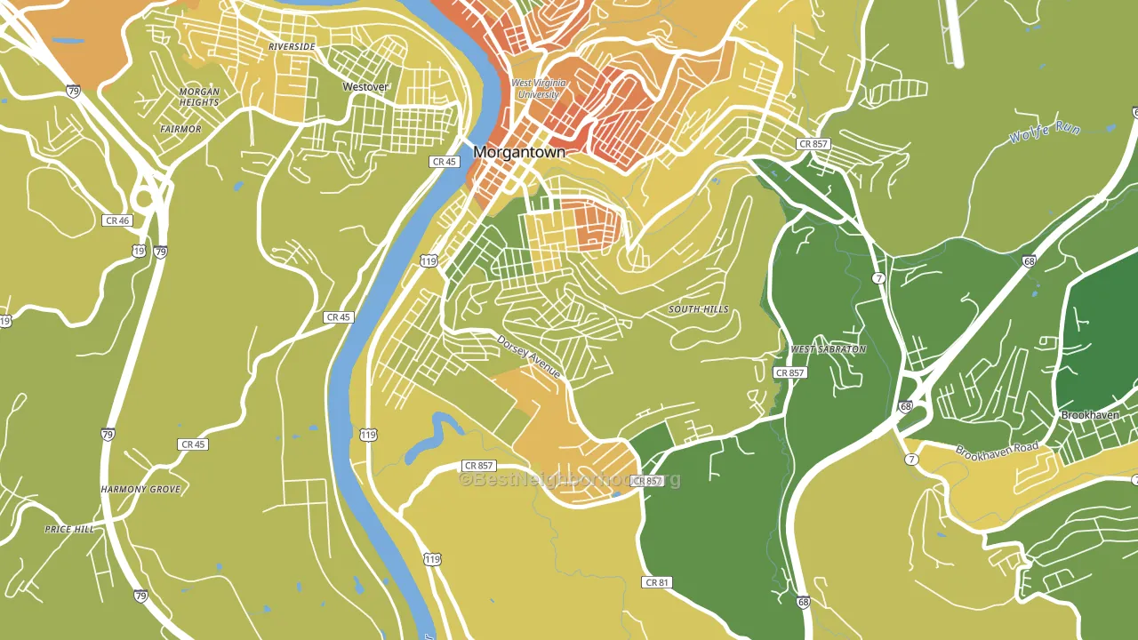 South Park, Morgantown, WV block-group voter-turnout map