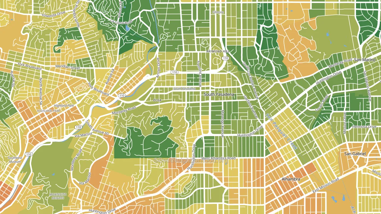 South Pasadena, CA block-group voter-turnout map