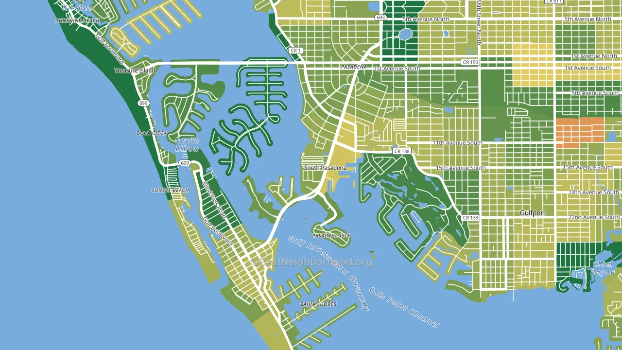 South Pasadena, FL block-group voter-turnout map