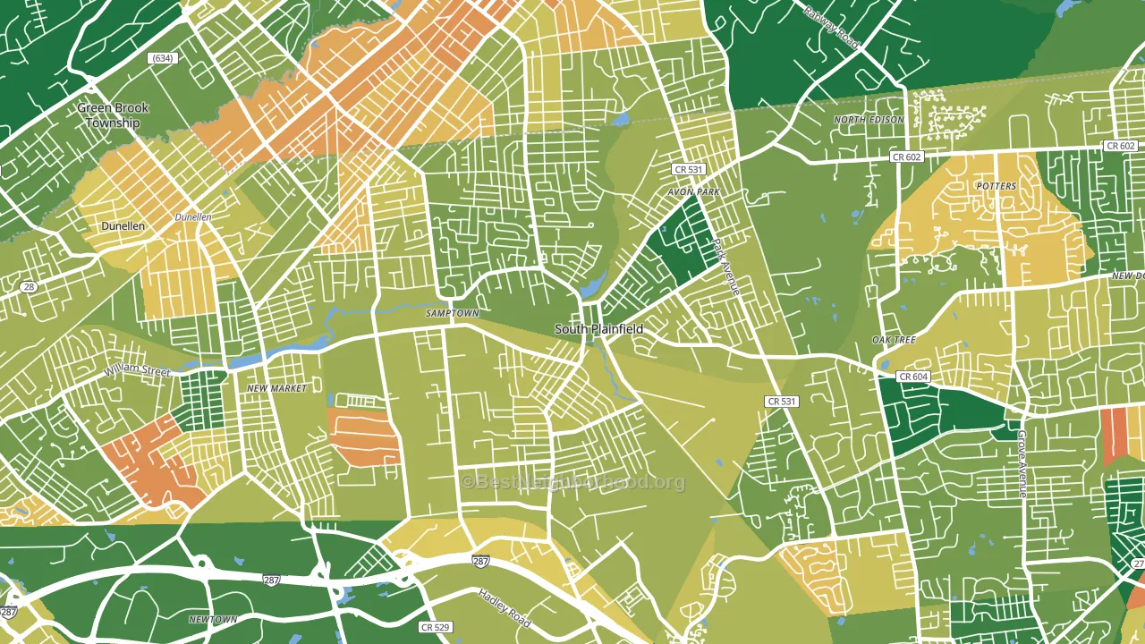 South Plainfield, NJ block-group voter-turnout map