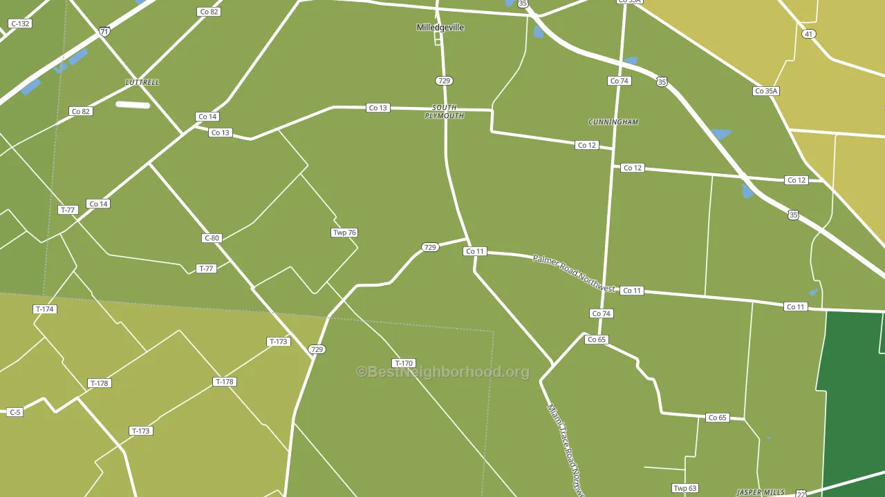 South Plymouth, OH block-group voter-turnout map