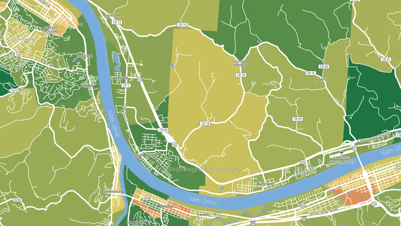 South Point, OH block-group voter-turnout map