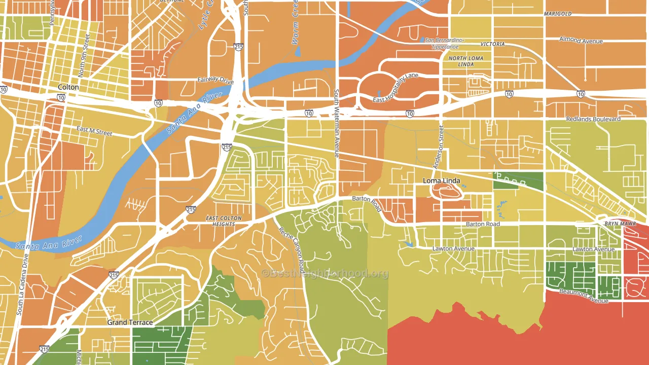 South Pointe, San Bernardino, CA block-group voter-turnout map