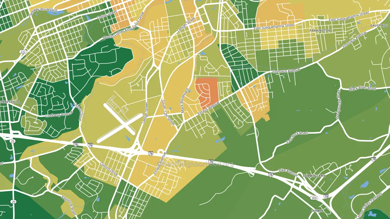 South Poplar, Allentown, PA block-group voter-turnout map
