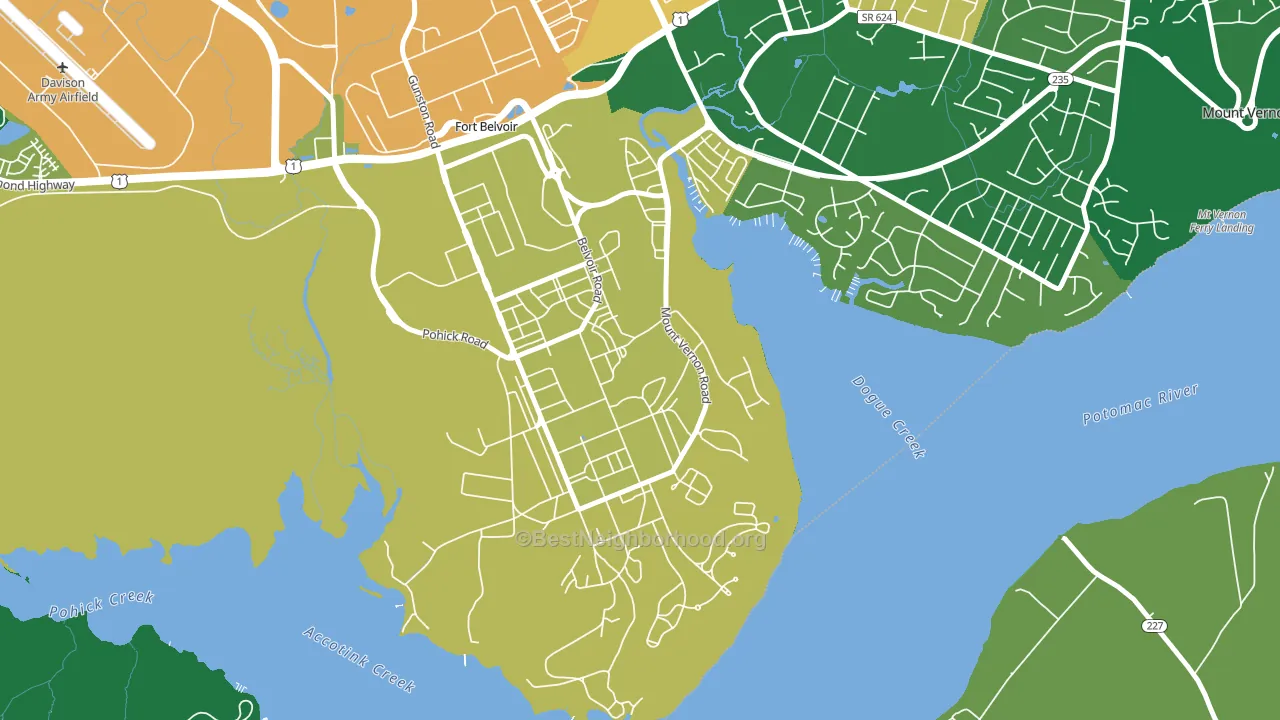 South Post, Fort Belvoir, VA block-group voter-turnout map